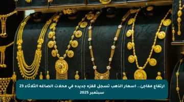 ارتفاع مفاجئ.. أسعار الذهب تسجل قفزة جديدة في محلات الصاغة الثلاثاء 23 سبتمبر 2025